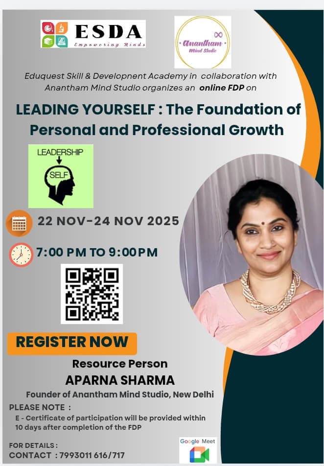 ESDA Leadership Workshop Flyer featuring Aparna Sharma